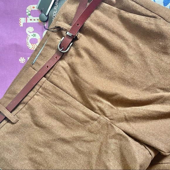 Apparel Brown Belted Wide-Leg High Rise Pants New - Picture 6 of 8